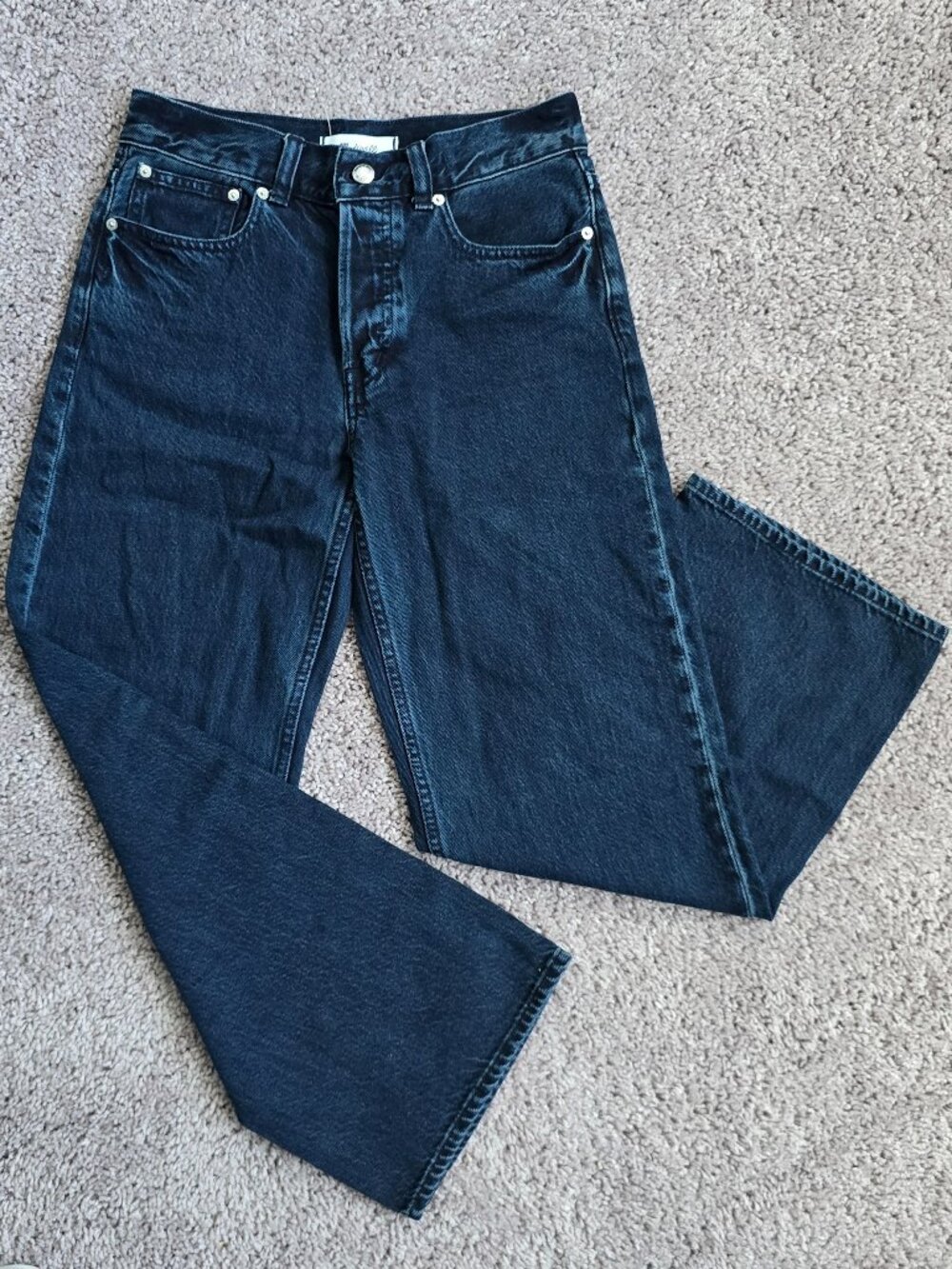 Madewell Low-Slung Baggy Wide Leg Jeans Y2K 90s Dark Blue Wash 23P 23 Petite